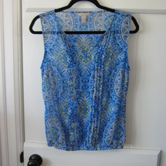 Sheer Turquoise Pattered Banana Republic Blouse - Picture 1 of 3